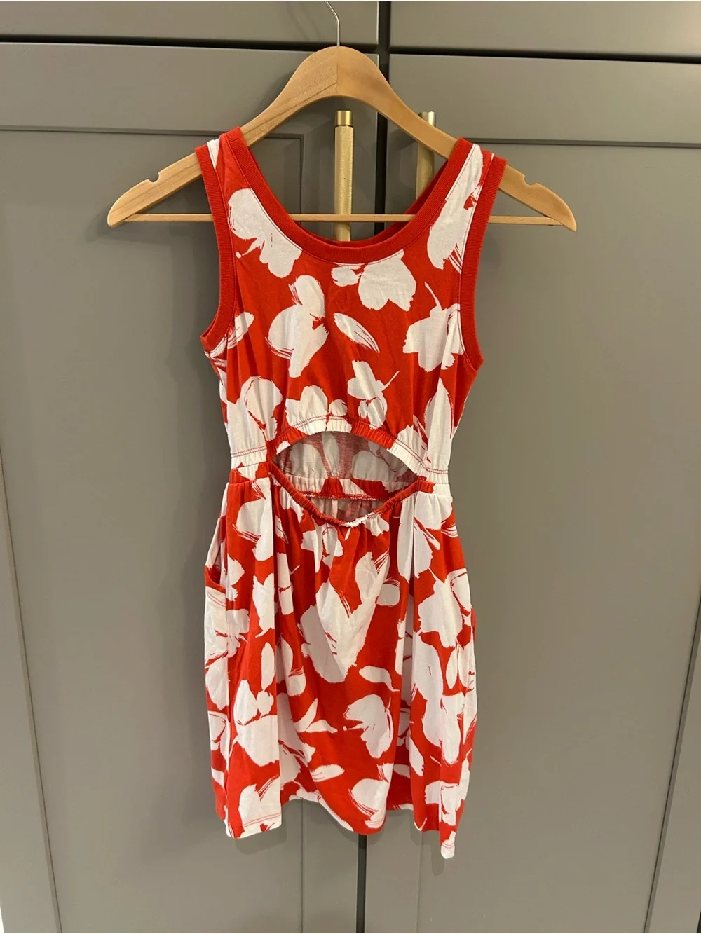 ❤️ GAP Kids Red and White Floral Tank Dress 100% Cotton